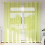 vidaXL Perdele Voile cu Oelii 2 buc Verde măr 140x225 cm vidaXL Perdele Voile cu Oelii 2 buc Verde măr 140x225 cm