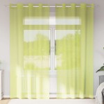 vidaXL Perdele Voile cu Oelii 2 buc Verde măr 140x245 cm vidaXL Perdele Voile cu Oelii 2 buc Verde măr 140x245 cm