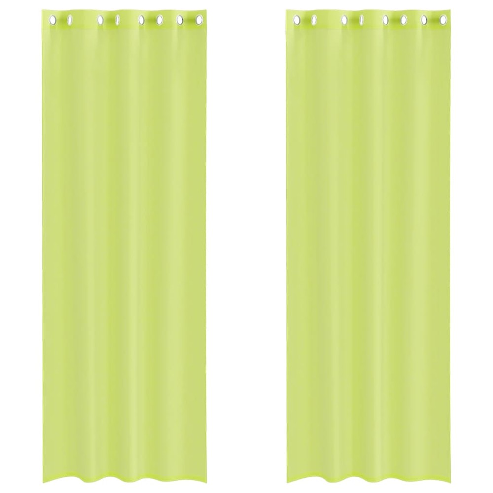 vidaXL Perdele Voile cu Oelii 2 buc Verde măr 140x260 cm