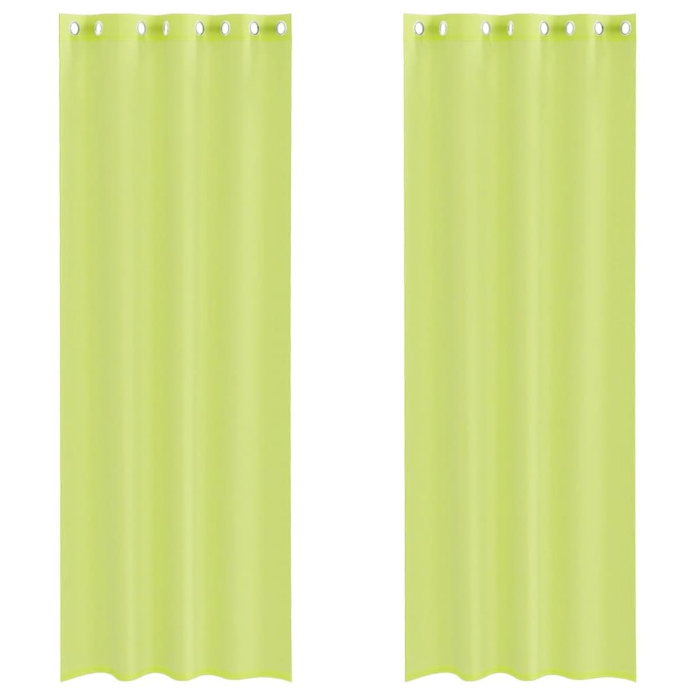 vidaXL Perdele Voile cu Oeje 2 buc Verde măr 140x300 cm
