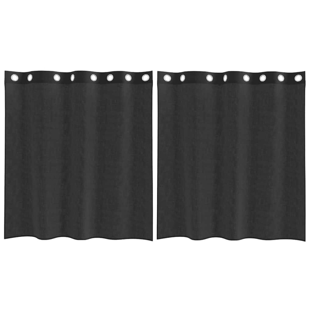 vidaXL Perdele Voile cu Oeje 2 buc Negru 140x140 cm