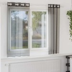 vidaXL Perdele Voile cu Oeli 2 buc Negru 140x175 cm vidaXL Perdele Voile cu Oeli 2 buc Negru 140x175 cm