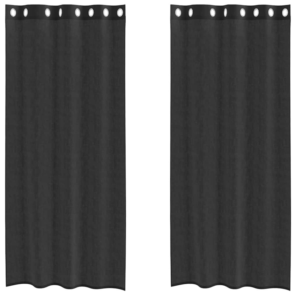 vidaXL Perdele Voile cu Oeli 2 buc Negru 140x245 cm