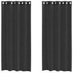 vidaXL Perdele Voile cu Oeli 2 buc Negru 140x245 cm