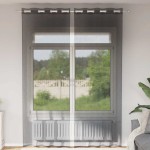 vidaXL Perdele Voile cu Oeli 2 buc Negru 140x300 cm vidaXL Perdele Voile cu Oeli 2 buc Negru 140x300 cm