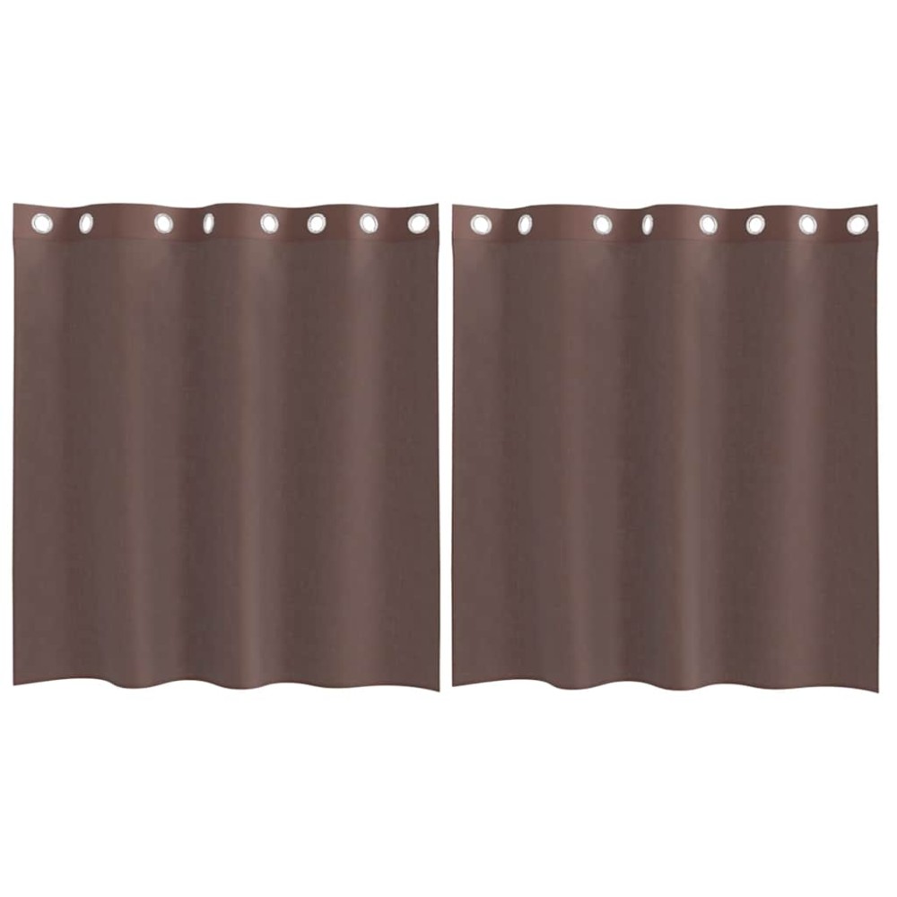 vidaXL Perdele Voile cu Oelii 2 buc Maro 140x140 cm