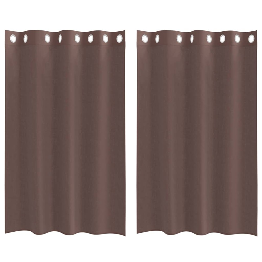 vidaXL Perdele Voile cu Oelii 2 buc Maro 140x175 cm