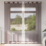 vidaXL Perdele Voile cu Oeli 2 buc Maro 140x225 cm vidaXL Perdele Voile cu Oeli 2 buc Maro 140x225 cm
