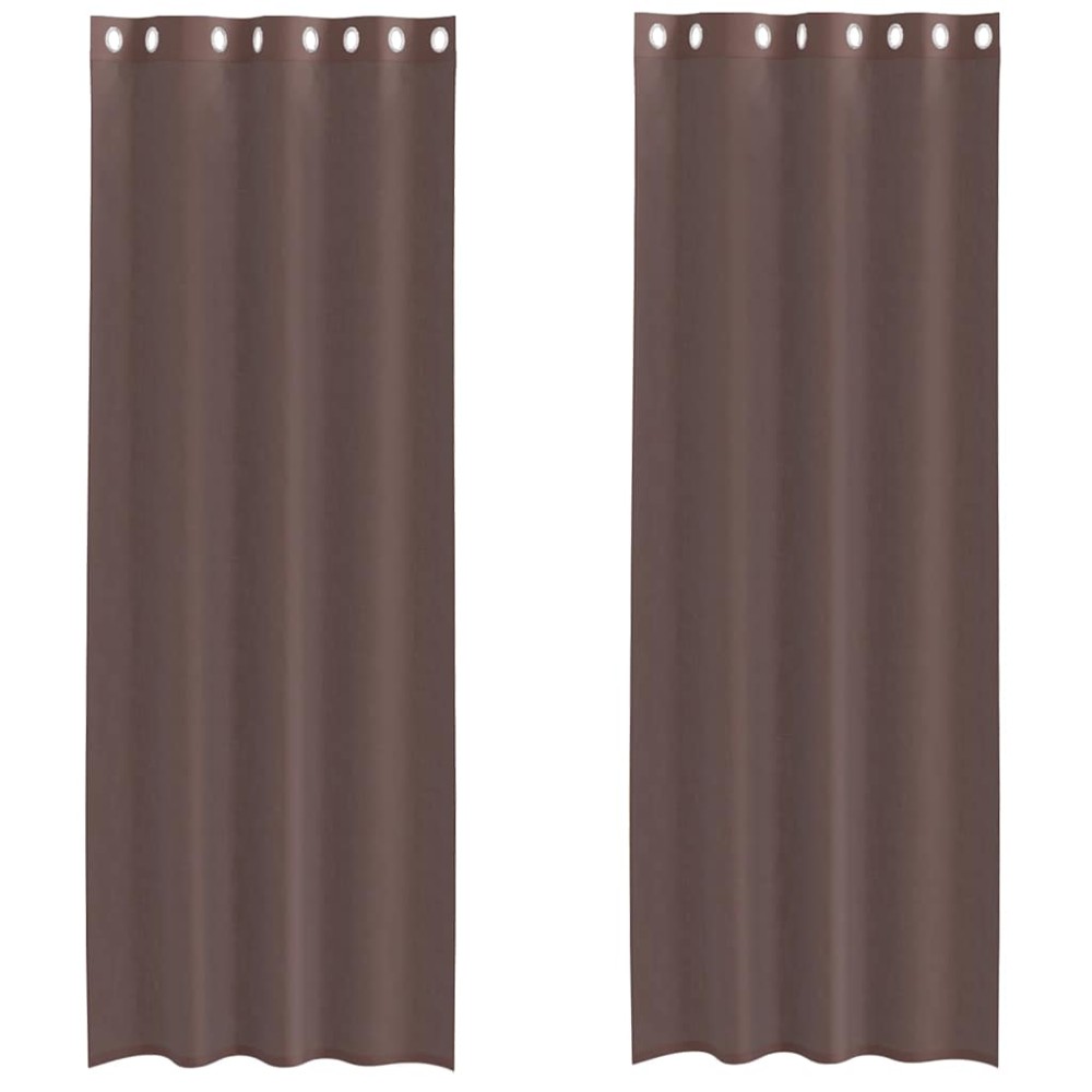 vidaXL Perdele Voile cu Oelii 2 buc Maro 140x260 cm