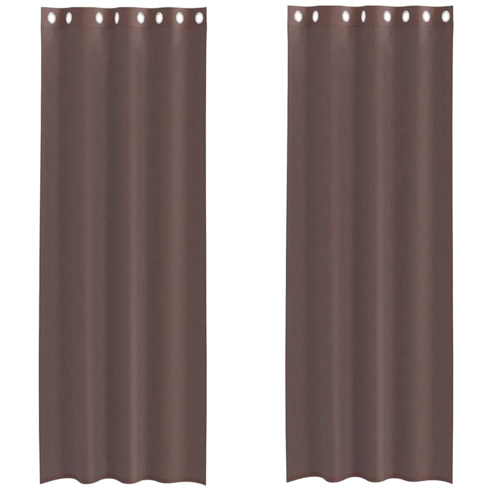 vidaXL Perdele Voile cu Oelii 2 buc Maro 140x300 cm