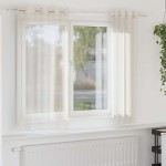 vidaXL Perdele Voile cu Oelii 2 buc Crem 140x140 cm