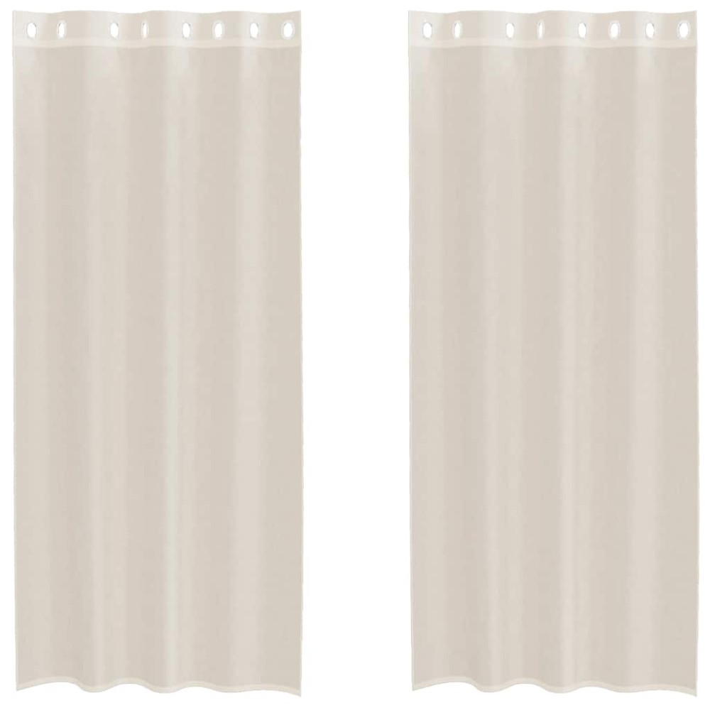 vidaXL Perdele Voile cu Oelii 2 buc Crem 140x225 cm