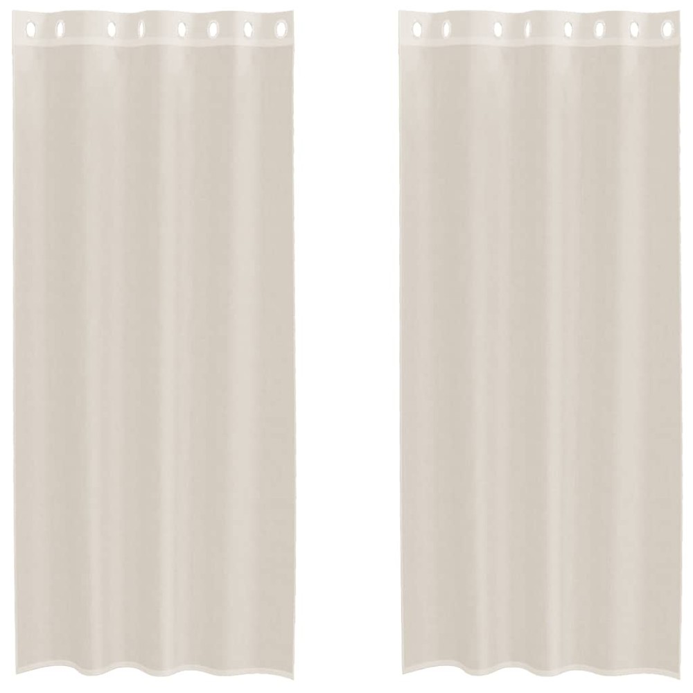 vidaXL Perdele Voile cu Oeli 2 buc Crem 140x245 cm