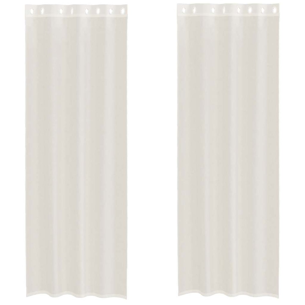 vidaXL Perdele Voile cu Oelii 2 buc Crem 140x260 cm