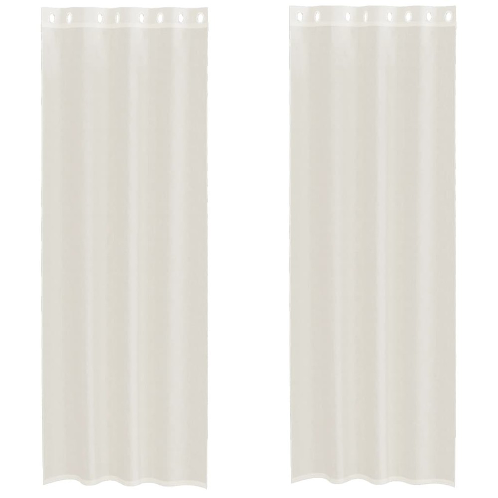 vidaXL Perdele Voile cu Oelii 2 buc Crem 140x300 cm