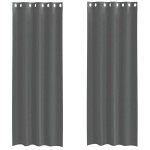 vidaXL Perdele Voile cu Oelii 2 buc Gri Inchis 140x300 cm
