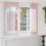 vidaXL Perdele Voile cu Oelii 2 buc Roz deschis 140x140 cm vidaXL Perdele Voile cu Oelii 2 buc Roz deschis 140x140 cm