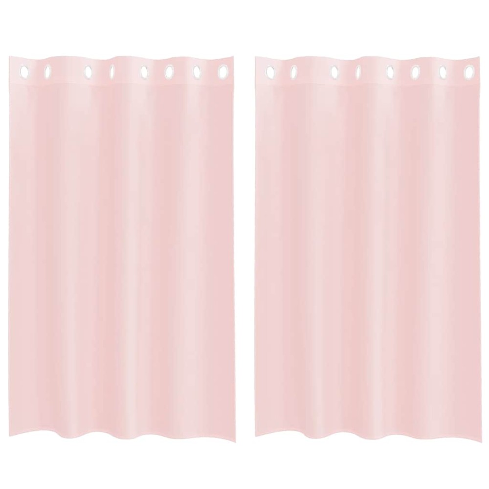 vidaXL Perdele Voile cu Oelii 2 buc Roz deschis 140x175 cm