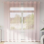 vidaXL Perdele Voile cu Oelii 2 buc Roz deschis 140x225 cm vidaXL Perdele Voile cu Oelii 2 buc Roz deschis 140x225 cm