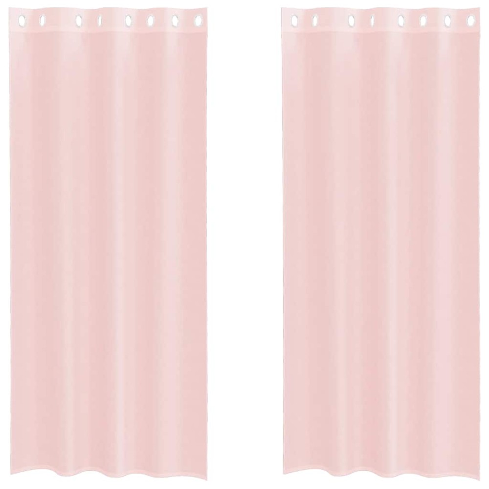 vidaXL Perdele Voile cu Oelii 2 buc Roz deschis 140x245 cm