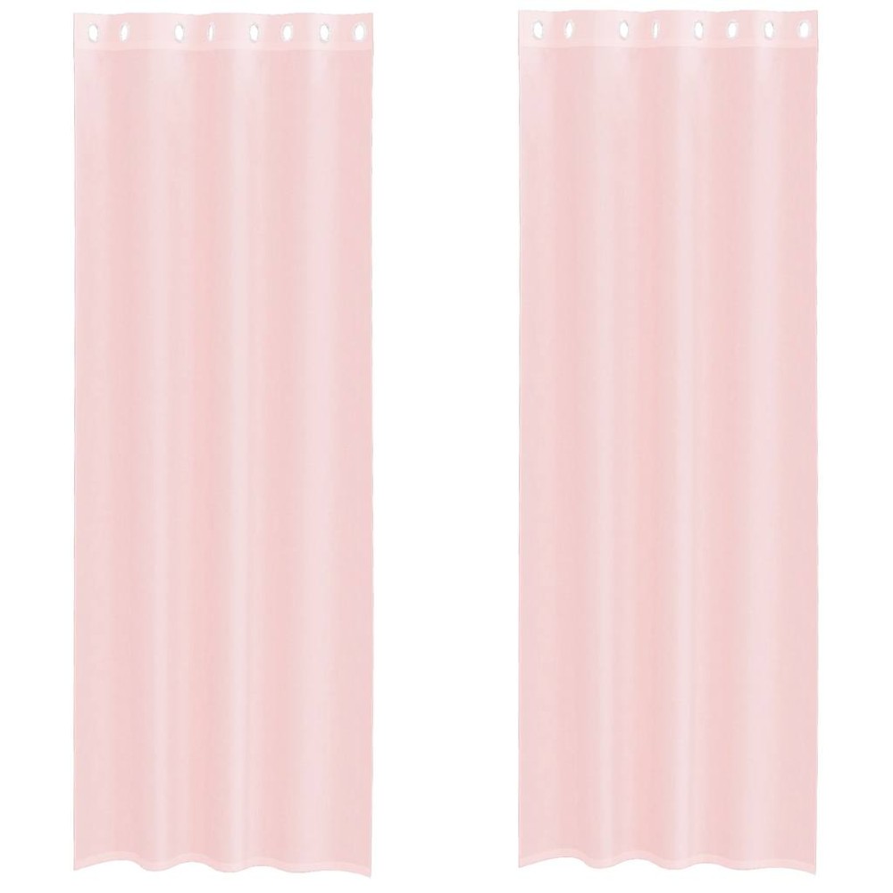 vidaXL Perdele Voile cu Oelii 2 buc Roz deschis 140x260 cm
