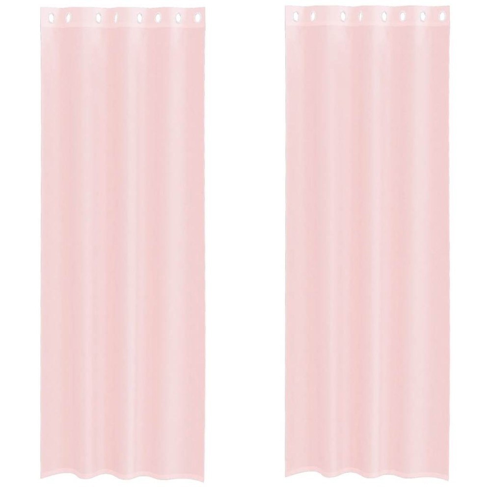 vidaXL Perdele Voile cu Oelii 2 buc Roz deschis 140x300 cm