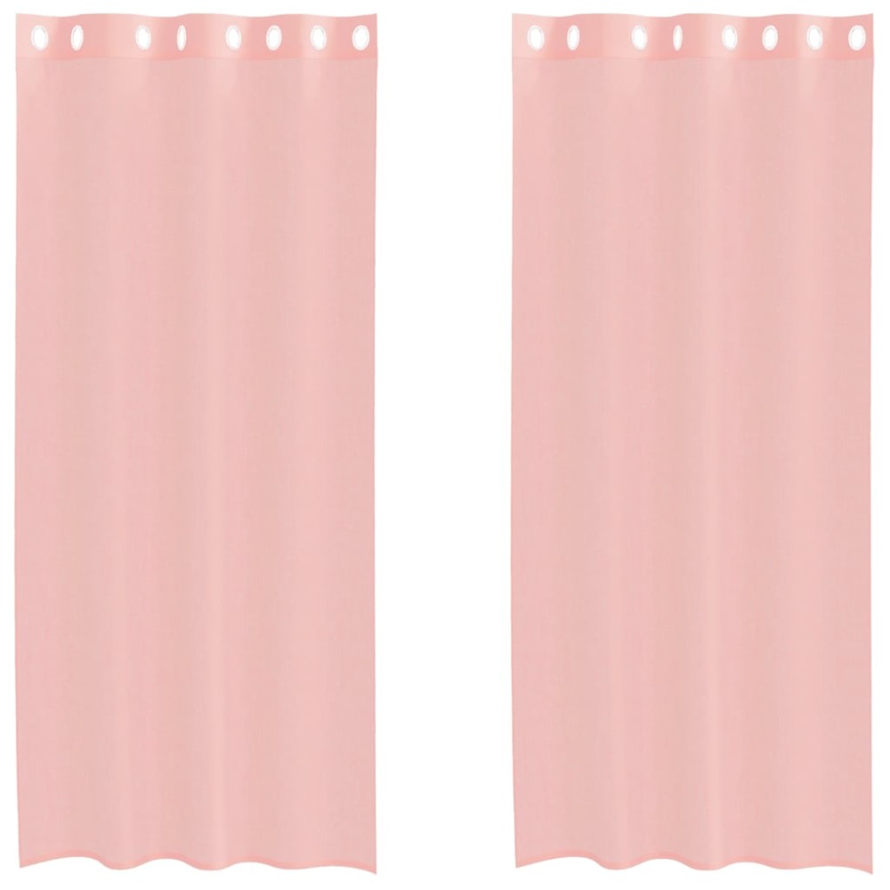 vidaXL Perdele Voile cu Oelii 2 buc Roz 140x225 cm