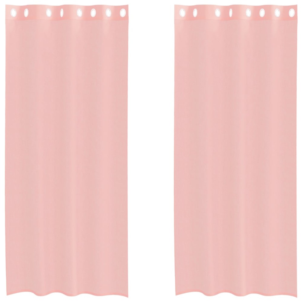 vidaXL Perdele Voile cu Oelii 2 buc Roz 140x245 cm