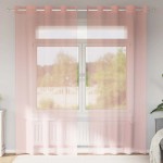 vidaXL Perdele Voile cu Oelii 2 buc Roz 140x245 cm vidaXL Perdele Voile cu Oelii 2 buc Roz 140x245 cm
