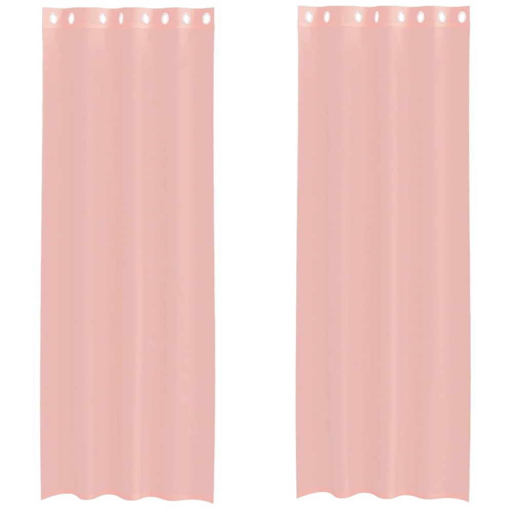 vidaXL Perdele Voile cu Oelii 2 buc Roz 140x260 cm