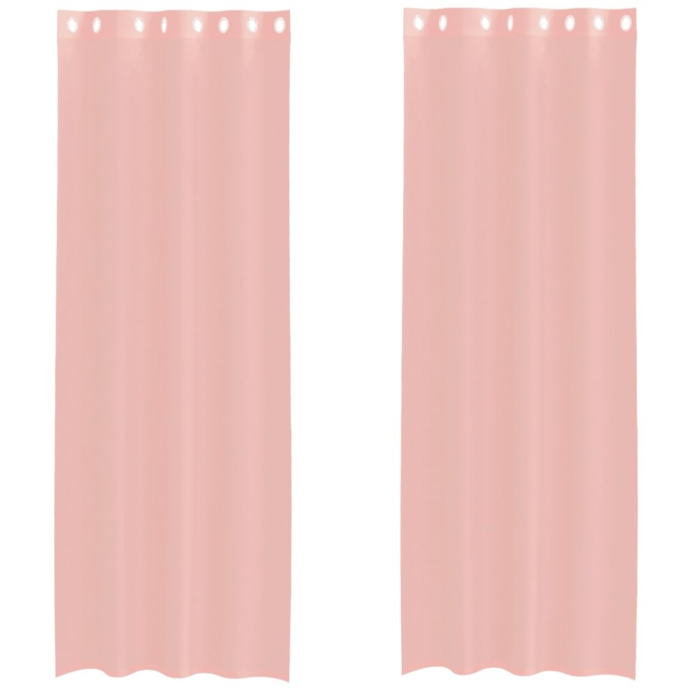 vidaXL Perdele Voile cu Oelii 2 buc Roz 140x300 cm