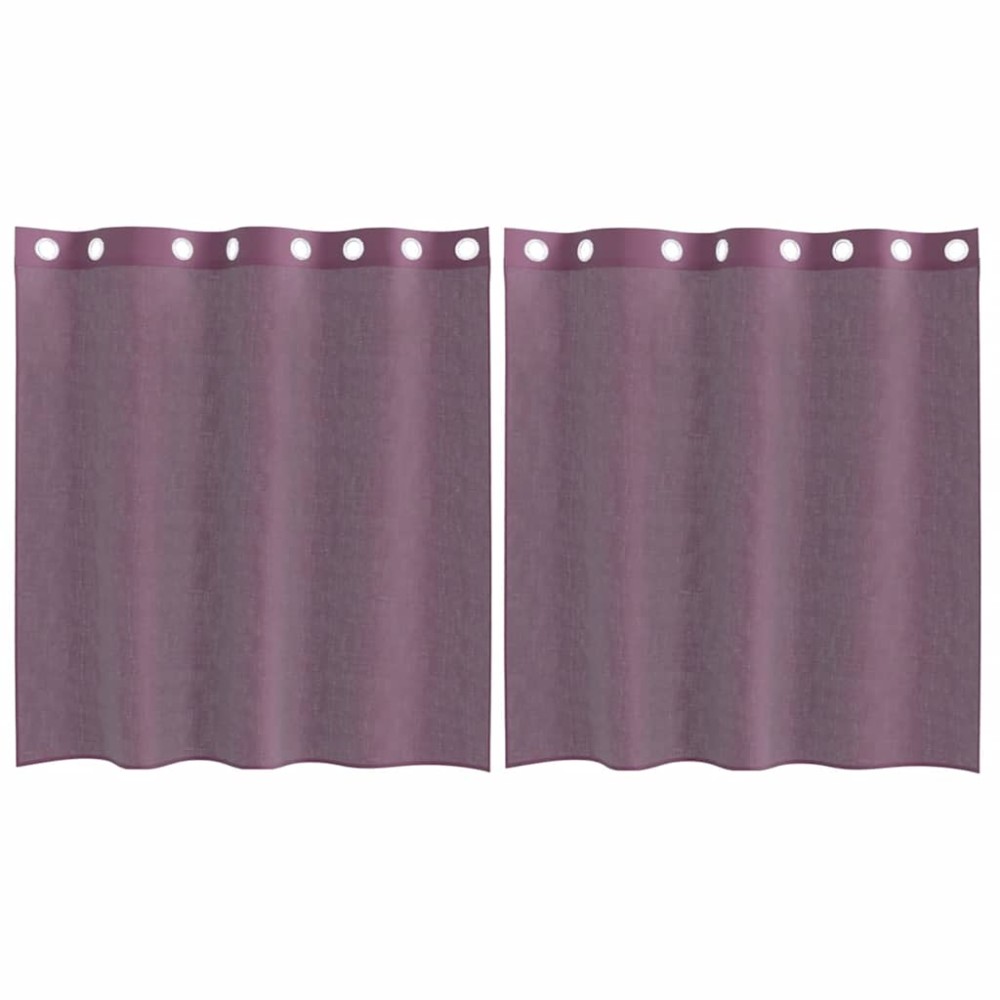 vidaXL Perdele Voile cu Oelii 2 buc Violet 140x140 cm