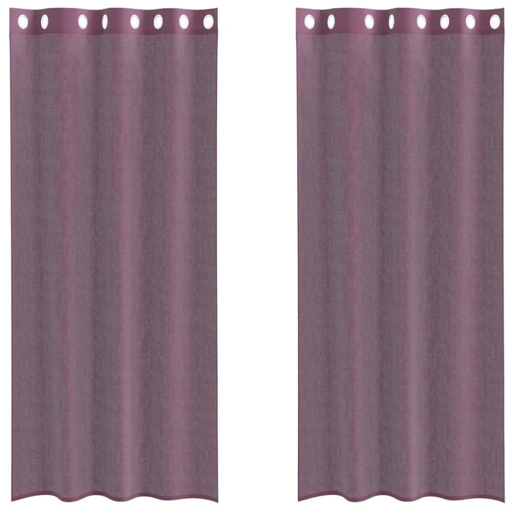 vidaXL Perdele Voile cu Oeli 2 buc Violet 140x245 cm