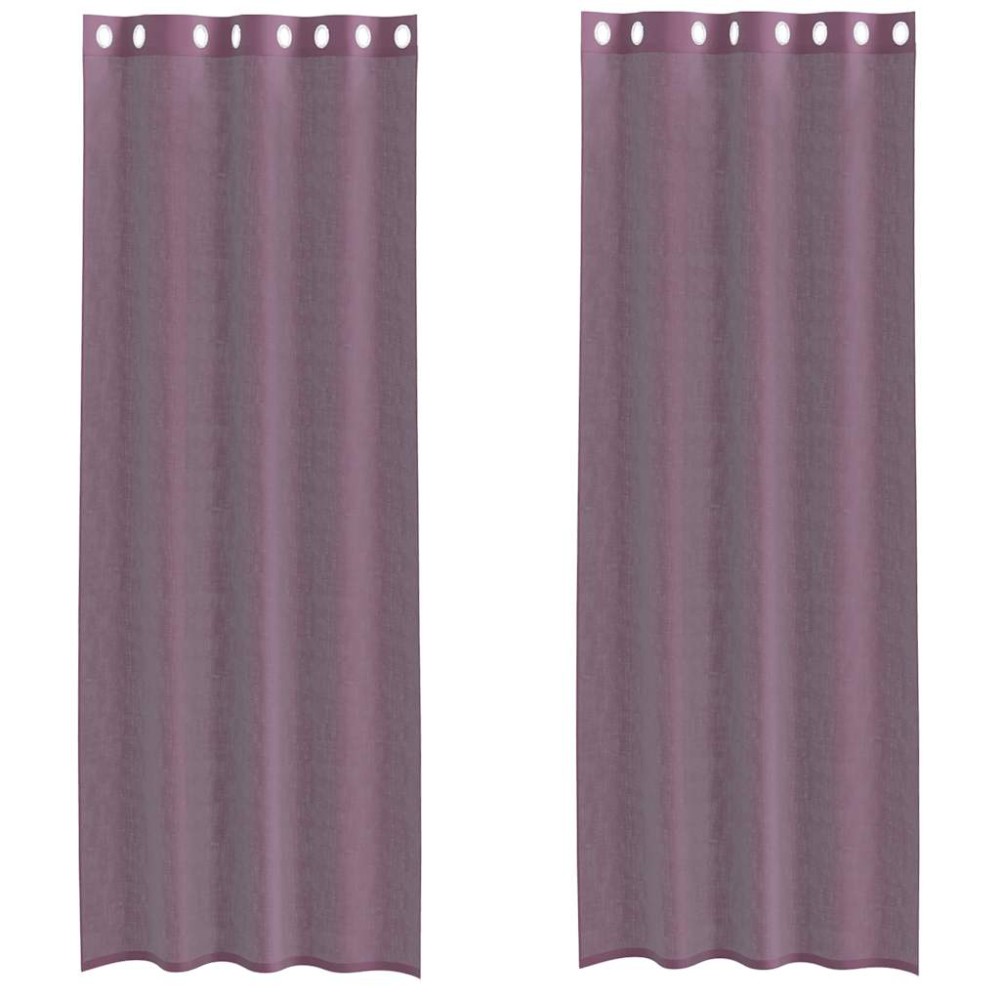 vidaXL Perdele Voile cu Oelii 2 buc Violet 140x260 cm