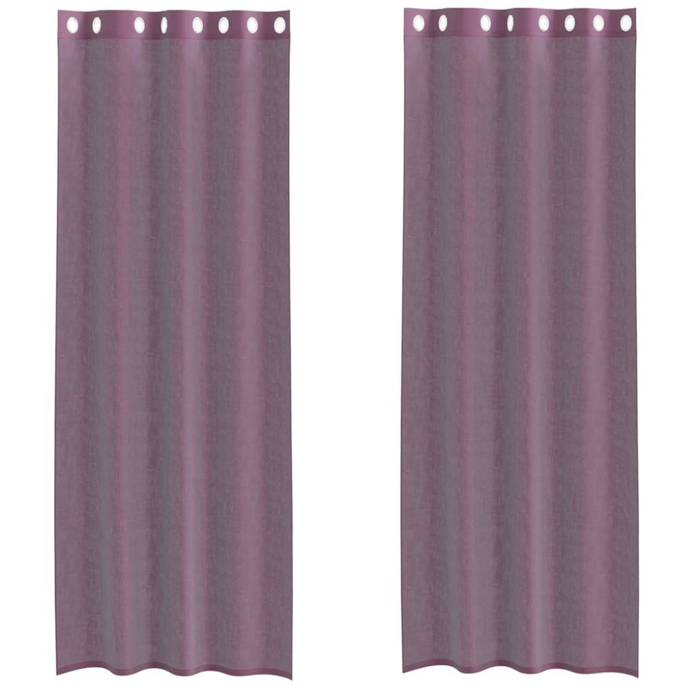 vidaXL Perdele Voile cu Oelii 2 buc Violet 140x300 cm