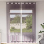 vidaXL Perdele Voile cu Oelii 2 buc Violet 140x300 cm vidaXL Perdele Voile cu Oelii 2 buc Violet 140x300 cm