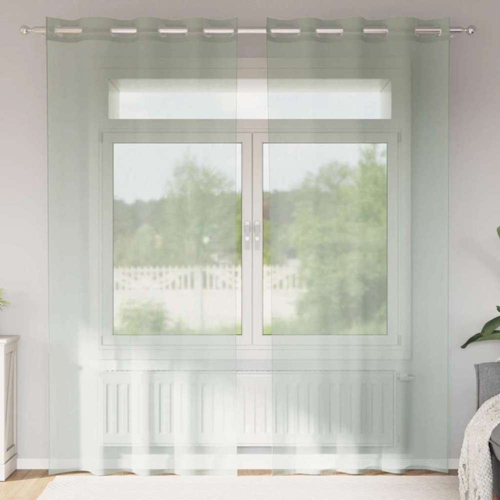 vidaXL Perdele Voile cu Oelii 2 buc Gri deschis 140x245 cm