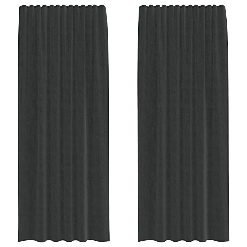vidaXL Perdele Voile cu buzunare pentru bare 2 buc Negru