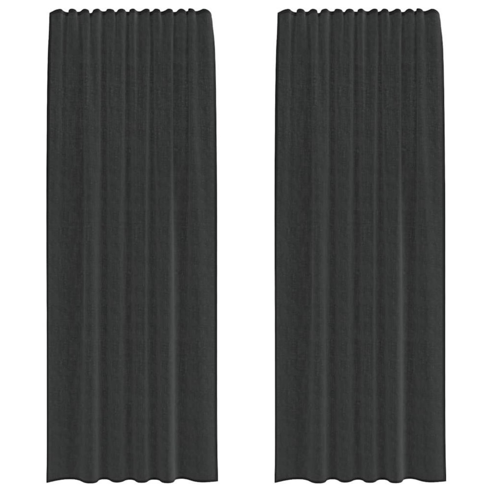vidaXL Perdele Voile cu buzunare pentru bare 2 buc Negru