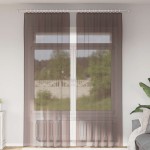vidaXL Perdele Voile cu buzunare pentru bare 2 buc Maro