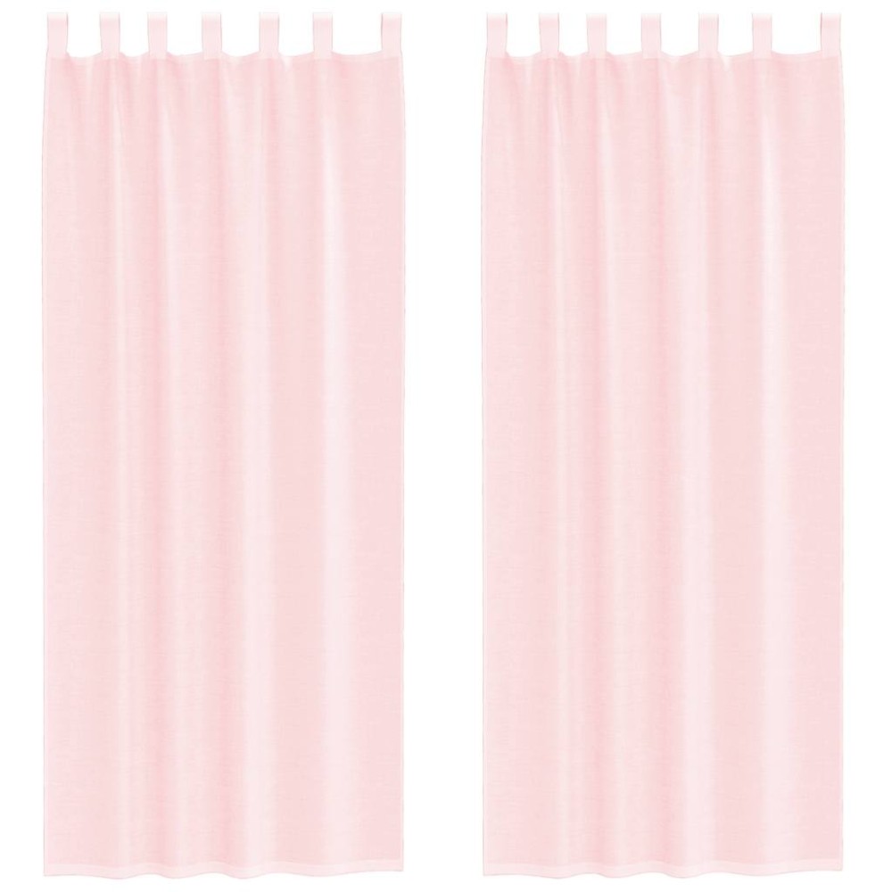 vidaXL Perdele Voile cu buzunare pentru bare 2 buc Roz deschis
