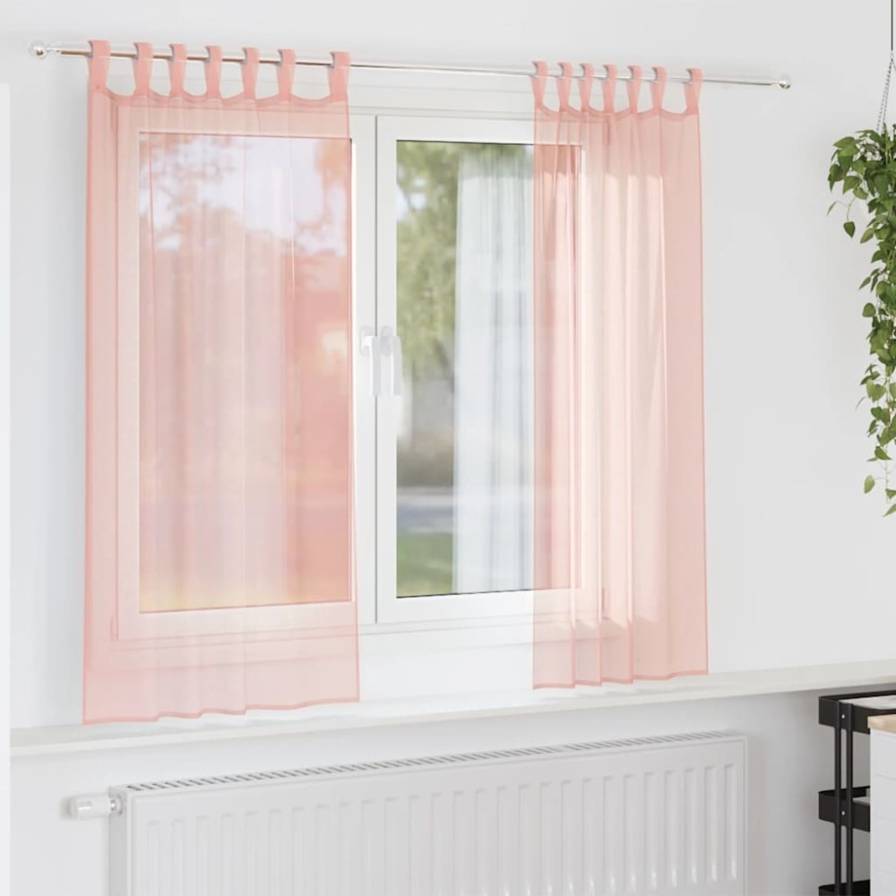 vidaXL Perdele Voile cu buzunare pentru bare 2 buc Roz