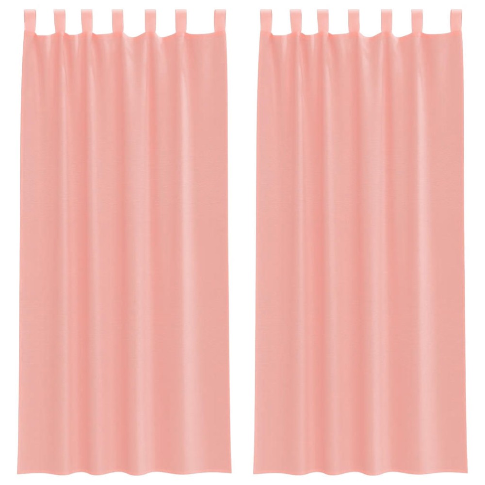 vidaXL Perdele Voile cu buzunare pentru bare 2 buc Roz