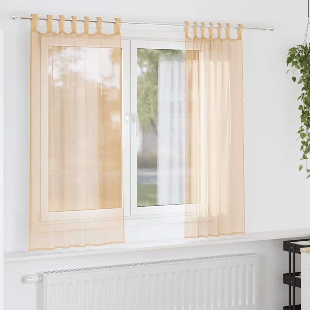 vidaXL Perdele Voile cu buzunare pentru bare 2 buc Nisip