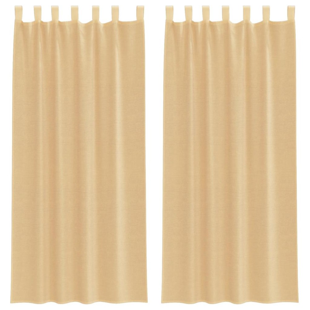 vidaXL Perdele Voile cu buzunare pentru bare 2 buc Nisip
