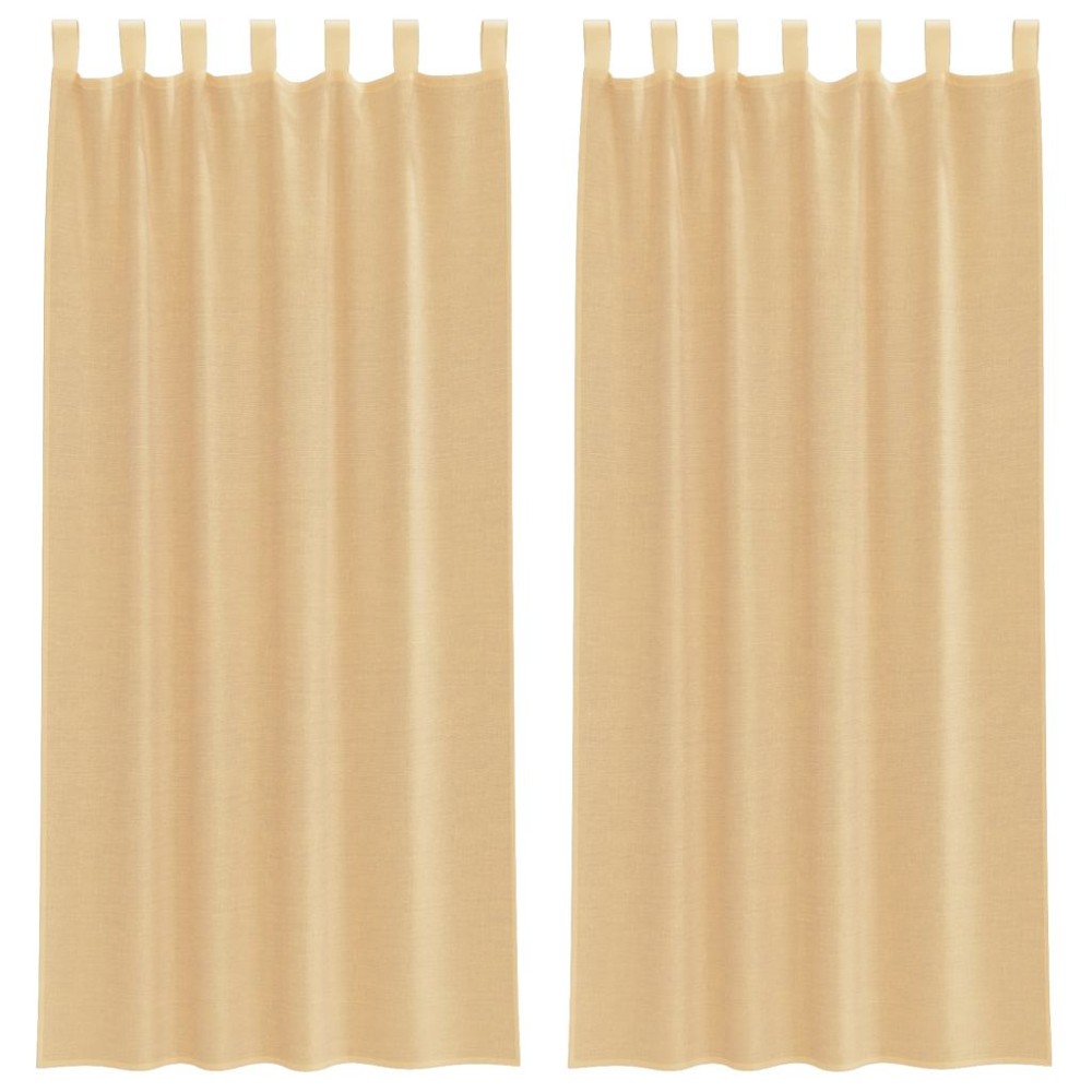 vidaXL Perdele Voile cu buzunare pentru bare 2 buc Nisip