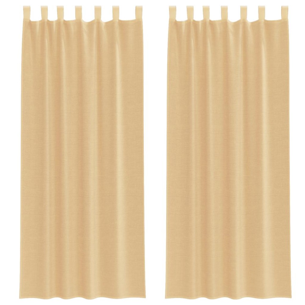 vidaXL Perdele Voile cu buzunare pentru bare 2 buc Nisip