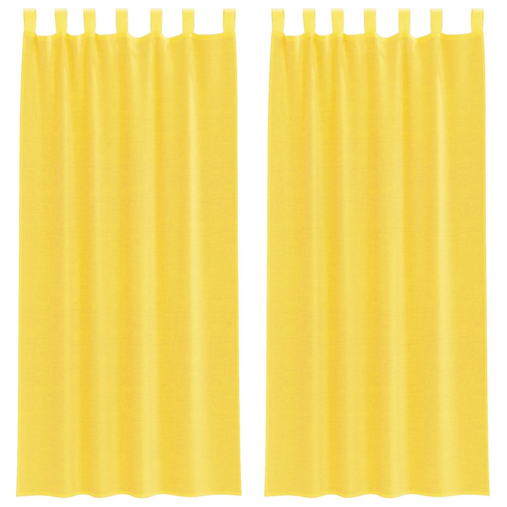 vidaXL Perdele Voile cu buzunare pentru bare 2 buc Galben