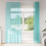 vidaXL Perdele Voile cu buzunare pentru bare 2 buc Turcoaz vidaXL Perdele Voile cu buzunare pentru bare 2 buc Turcoaz