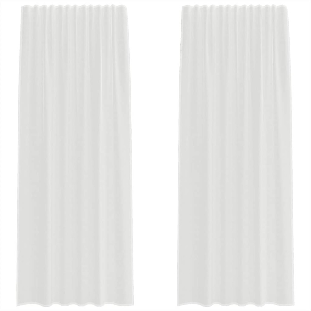 vidaXL Perdele Voile cu buzunare pentru bare 2 buc Alb